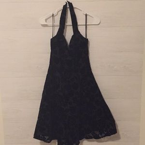 Black Party Dress Floral and Velvet